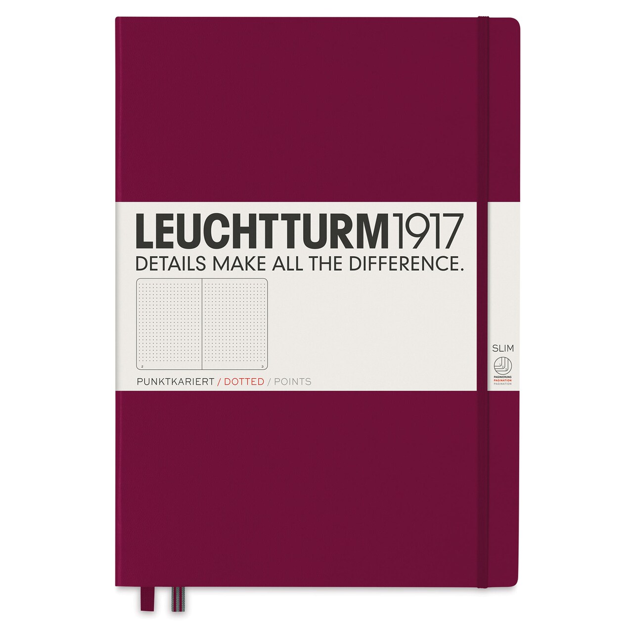 Leuchtturm1917 Dotted Hardbound Notebook - Port Red, Slim, 8-3/4" x 12-1/2"